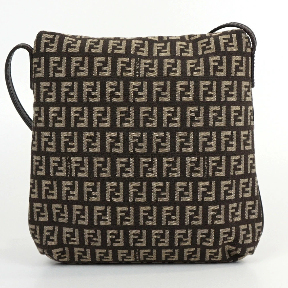 Fendi Zucchino Shoulder Bag Brown Crossbody